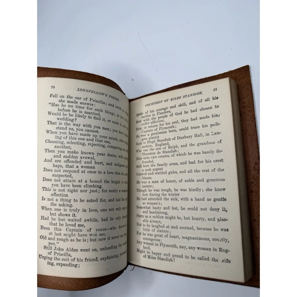 Antique Courtship of Miles Standish Longfellow with Hand Painted Leather Cover